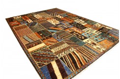 Turkmeński abstrakcyjny dywan AFGHAN 100% wełna 220x305cm kolorowy