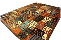 Turkmeński abstrakcyjny dywan AFGHAN 100% wełna 220x305cm kolorowy