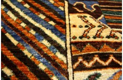 Turkmeński abstrakcyjny dywan AFGHAN 100% wełna 220x305cm kolorowy