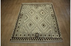 Szary dywan kilim rustykalny 150x200cm Chobi 100% wełna vintage design nomadyczny Afganistan