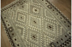 Szary dywan kilim rustykalny 150x200cm Chobi 100% wełna vintage design nomadyczny Afganistan