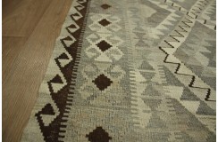 Szary dywan kilim rustykalny 150x200cm Chobi 100% wełna vintage design nomadyczny Afganistan