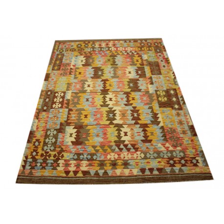 Kaudani rustykalny dywan kilim z Afganistanu 100% wełna VINTAGE 150x200cm piękne połączenie kolorów