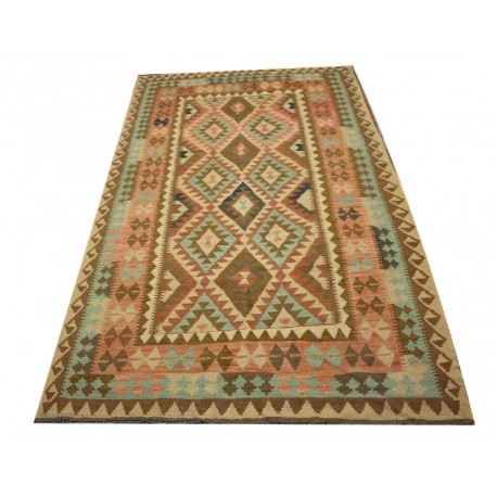 Kaudani rustykalny dywan kilim z Afganistanu 100% wełna VINTAGE 150x265cm piękne połączenie kolorów