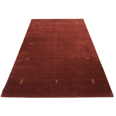 Gładki 100% wełniany dywan Gabbeh Lori Handloom rdzawy 170x240cm etniczne rustykalne wzory