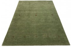 Gładki 100% wełniany dywan Gabbeh Lori Handloom zielony 170x240cm etniczne rustykalne wzory