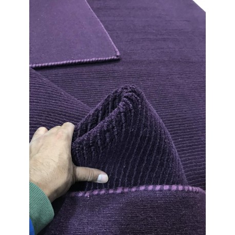 Gładki 100% wełniany dywan Gabbeh Lori Premium Handloom fioletowy 170x240cm tłoczenia w pasy