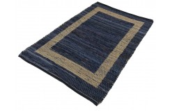 Dwustronny płasko tkany dywan kilim Hindi ręczny 70x140cm niebieski