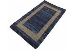 Dwustronny płasko tkany dywan kilim Hindi ręczny 70x140cm niebieski