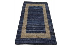 Dwustronny płasko tkany dywan kilim Hindi ręczny 70x140cm niebieski