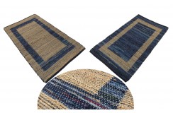 Dwustronny płasko tkany dywan kilim brązowo niebieski dywan Hindi 70x140cm