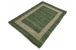 Dwustronny płasko tkany dywan kilim brązowo zielony dywan Hindi 70x140cm
