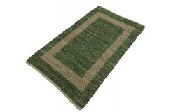 Dwustronny płasko tkany dywan kilim brązowo zielony dywan Hindi 70x140cm