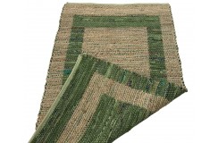 Dwustronny płasko tkany dywan kilim brązowo zielony dywan Hindi 70x140cm