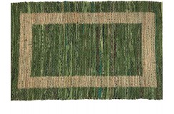 Dwustronny płasko tkany dywan kilim brązowo zielony dywan Hindi 70x140cm