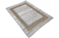 Dwustronny płasko tkany dywan kilim Hindi ręczny 170x240cm ecru brąz