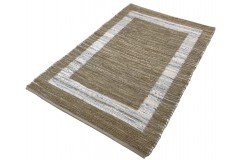 Dwustronny płasko tkany dywan kilim Hindi ręczny 170x240cm ecru brąz