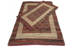 Dwustronny płasko tkany dywan kilim Hindi ręczny 70x140cm czerwony