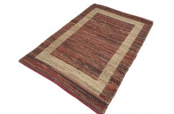 Dwustronny płasko tkany dywan kilim Hindi ręczny 90x160cm czerwony