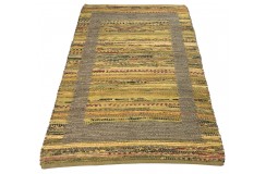 Dwustronny płasko tkany dywan kilim Hindi ręczny 120x180cm żółty