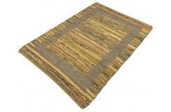Dwustronny płasko tkany dywan kilim Hindi ręczny 120x180cm żółty