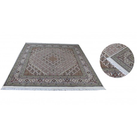 Ręcznie tkany dywan Tebriz Mahi 100% wełna 200x200m Indie piękny perski wzór klasyczny kwadratowy