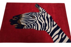 Designerski nowoczesny dywan wełniany ZEBRA 120x180cm Indie 2cm gruby czerwony