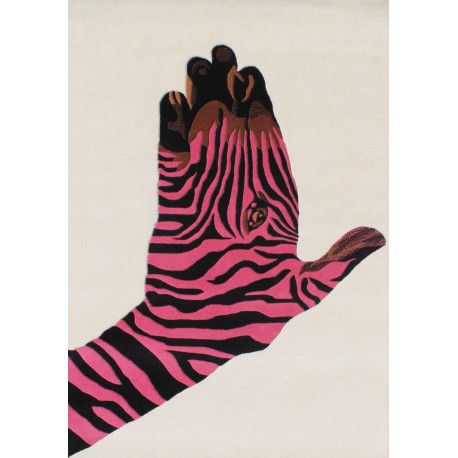 Designerski nowoczesny dywan wełniany ZEBRA 120x180cm Indie 2cm gruby beżowy