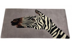 Designerski nowoczesny dywan wełniany ZEBRA 90x160cm Indie 2cm gruby szary