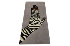 Designerski nowoczesny dywan wełniany ZEBRA 170x240cm Indie 2cm gruby szary