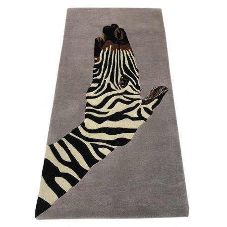 Designerski nowoczesny dywan wełniany ZEBRA 120x180cm Indie 2cm gruby szary