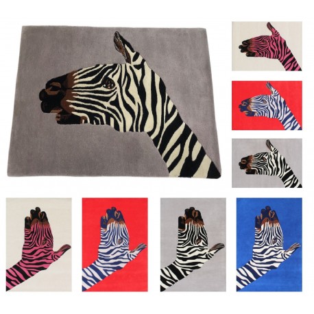 Designerski nowoczesny dywan wełniany ZEBRA 120x180cm Indie 2cm gruby szary