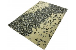 100% wełna gruby dywan z Indii 200x300 czarno bezowy