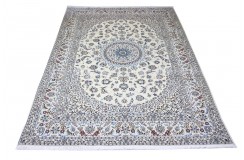 Nain 9la Habibian gęsto ręcznie tkany dywan z Iranu wełna + jedwab ok 250x350cm jasny beż