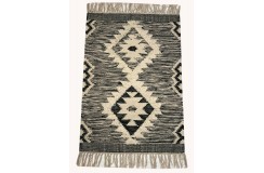 Szary kilim Durry 100% wełniany dywan płasko tkany 150x240cm dwustronny Indie dwupoziomowy