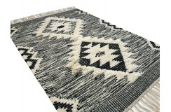 Szary kilim Durry 100% wełniany dywan płasko tkany 150x240cm dwustronny Indie dwupoziomowy