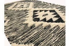 Szary kilim Durry 100% wełniany dywan płasko tkany 150x240cm dwustronny Indie dwupoziomowy