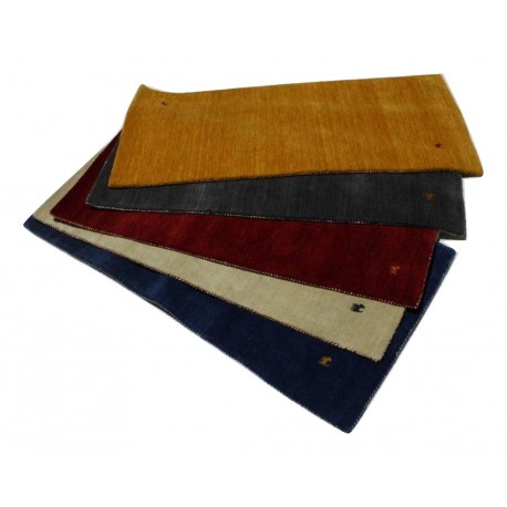 Gładki 100% wełniany dywan Gabbeh Handloom żółty/pomarańczowy 70x140cm bez wzorów