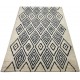 Skandynawski geometryczny dywan wełniany RUG COLLECTION 120x180cm Indie 2cm gruby ecru czarny