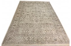 Beżowy subtelny dwupoziomowy dywan Tabriz z Indii 200x300cm wełna i jedwab wysoka jakość