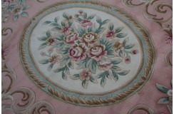 Piękny dywan Aubusson Habei ręcznie tkany z Chin 250x350cm 100% wełna przycinany rzeźbione kwiaty różowy