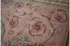 Piękny dywan Aubusson Habei ręcznie tkany z Chin 250x350cm 100% wełna przycinany rzeźbione kwiaty różowy