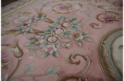 Piękny dywan Aubusson Habei ręcznie tkany z Chin 250x350cm 100% wełna przycinany rzeźbione kwiaty różowy