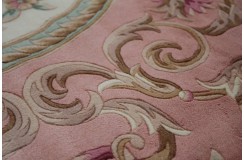 Piękny dywan Aubusson Habei ręcznie tkany z Chin 250x350cm 100% wełna przycinany rzeźbione kwiaty różowy