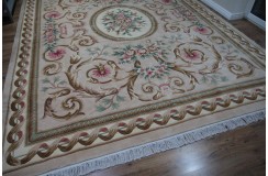 Piękny dywan Aubusson Habei ręcznie tkany z Chin 300x400cm 100% wełna przycinany rzeźbione kwiaty beżowy 