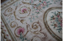 Piękny dywan Aubusson Habei ręcznie tkany z Chin 300x400cm 100% wełna przycinany rzeźbione kwiaty beżowy 