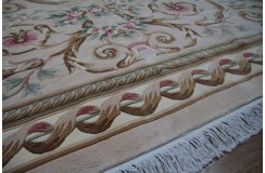 Piękny dywan Aubusson Habei ręcznie tkany z Chin 300x400cm 100% wełna przycinany rzeźbione kwiaty beżowy 