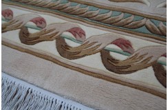 Piękny dywan Aubusson Habei ręcznie tkany z Chin 300x400cm 100% wełna przycinany rzeźbione kwiaty beżowy 