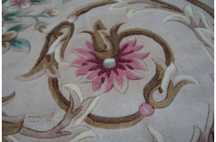 Piękny dywan Aubusson Habei ręcznie tkany z Chin 300x400cm 100% wełna przycinany rzeźbione kwiaty beżowy 