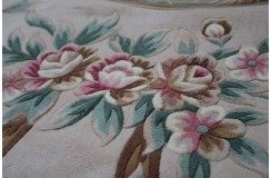 Piękny dywan Aubusson Habei ręcznie tkany z Chin 300x400cm 100% wełna przycinany rzeźbione kwiaty beżowy 